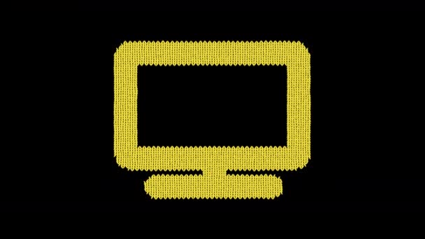 A televisão de símbolo tricota-se de um fio lanoso. Tricotar como uma camisola — Vídeo de Stock