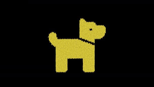 Symbolhund wird aus einem Wollfaden gestrickt. Stricken wie ein Pullover — Stockvideo