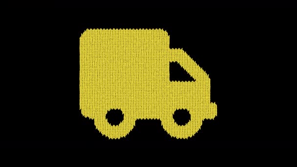 Φορτηγό σύμβολο είναι πλεκτά από μάλλινο νήμα. Πλέξε σαν πουλόβερ — Αρχείο Βίντεο