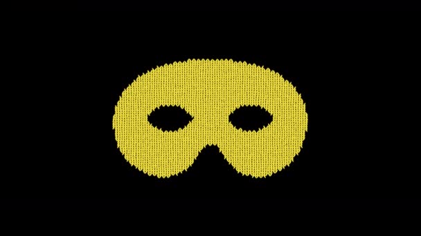 Symbol mask is knitted from a woolen thread. Knit like a sweater — Stock Video