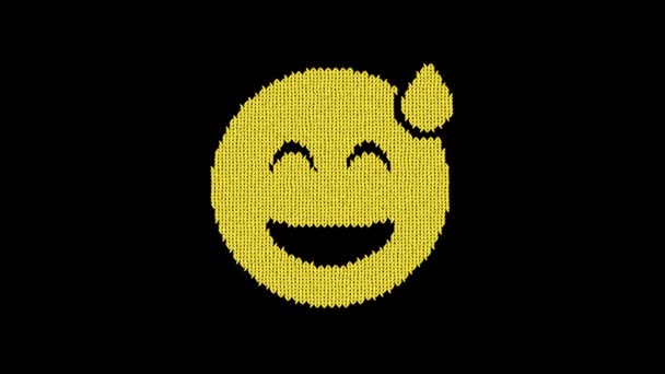 Symbol grin beam sweat is knitted from a woolen thread. Knit like a sweater — Stock Video