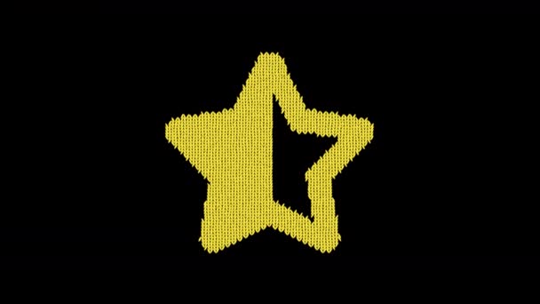 La metà di stella di simbolo è lavorata a maglia da un filo di lana. Maglia come un maglione — Video Stock