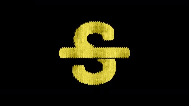 Symbol strikethrough is knitted from a woolen thread. Knit like a sweater — Stock Video