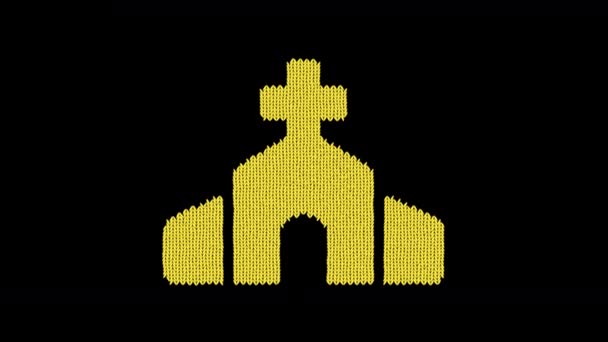 Symbol church is knitted from a woolen thread. Knit like a sweater — Stock Video