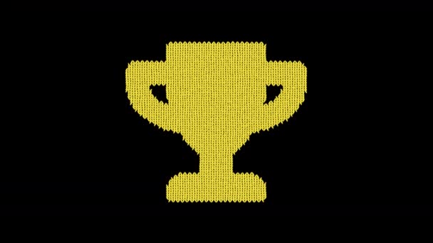 Symbol trophy is knitted from a woolen thread. Knit like a sweater — Stock Video