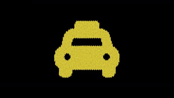 Das Symbol Taxi ist aus einem Wollfaden gestrickt. Stricken wie ein Pullover — Stockvideo