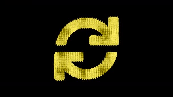 Symbole sync est tricoté à partir d'un fil de laine. Tricoter comme un pull 