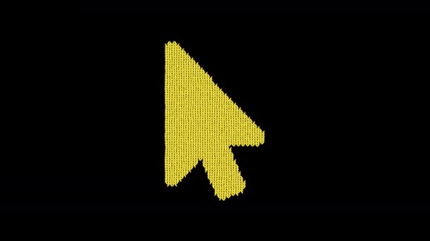 Symbol mouse pointer is knitted from a woolen thread. Knit like a sweater — Stock Video