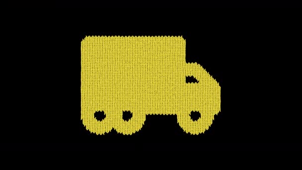 Symbol truck moving is knitted from a woolen thread. Knit like a sweater — Stock Video