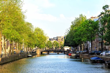 Amsterdam, Hollanda - 30 Haziran 2019 Kanal (sokak) Keizersgra