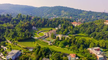 Torino, İtalya. Parklı Villa della Regina, Hava Görüntüsü 