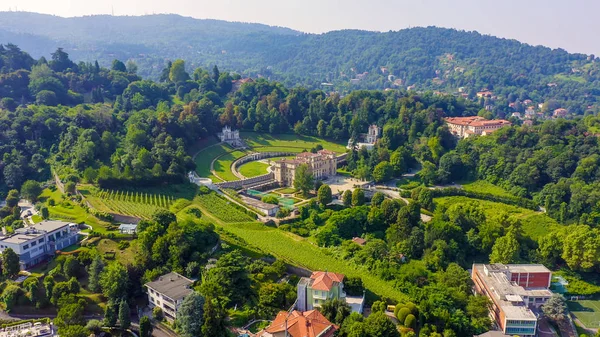 意大利都灵。 Villa della Regina with park, Aerial View — 图库照片