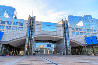 Brüksel, Belçika - 3 Temmuz 2019: Avrupa Parli 'ye Giriş