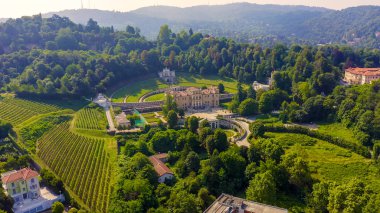 Torino, İtalya. Parklı Villa della Regina, Hava Görüntüsü 