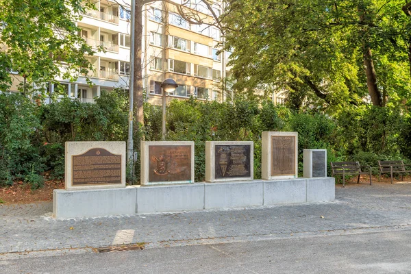 Antwerp, Belgium - July 2, 2019: Memorial Plaques in Stadspark — Stock Photo, Image
