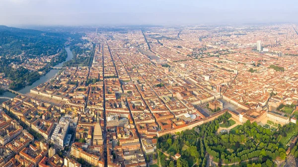 Turin, Italy. Panorama of the city aerial view. — Stock Photo, Image