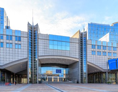 Brüksel, Belçika - 3 Temmuz 2019: Avrupa Parli 'ye Giriş