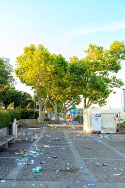 Zurich, Switzerland - July 6, 2019: Garbage in the city streets 