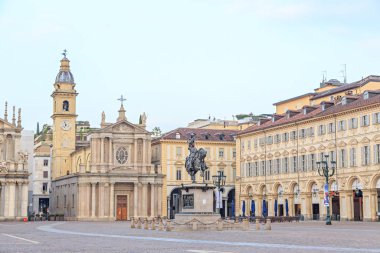 Turin, Italy - July 12, 2019: Monument to Emanuele Filiberto, ca