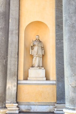 Turin, Italy - July 12, 2019: Sculptures located on the sides of