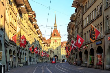 Bern, İsviçre - 14 Temmuz 2019 Kafigturm Kulesi. Merkezi tur
