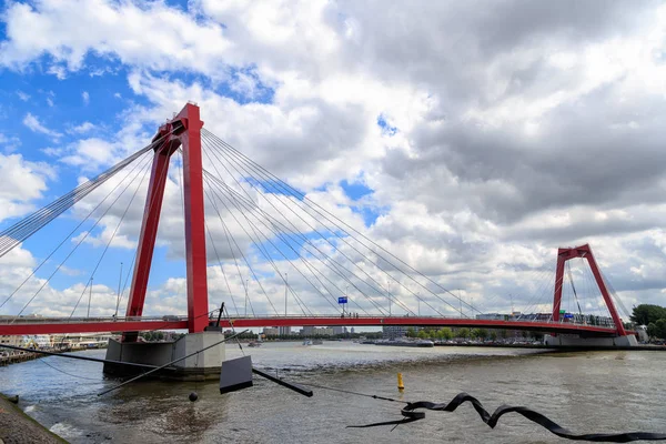 Rotterdam, Netherlands. Red Bridge Willemsbrug