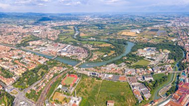 Verona, İtalya. Verona 'nın tarihi bölümünün panoraması