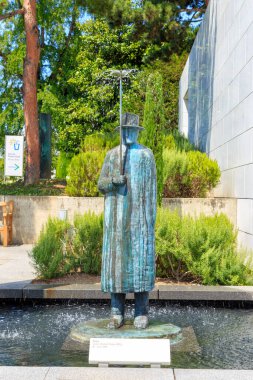 Lausanne, Switzerland - July 13, 2019: Museum of the Olympic Games. Bronze sculpture 