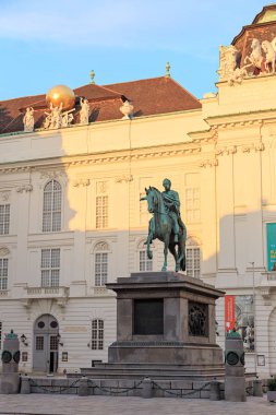 Vienna, Austria - July 20, 2019: Equestrian Statue and Monument of Emperor Joseph II on Josefsplatz Square in Hofburg