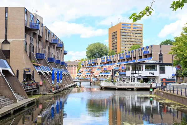 Rotterdam Países Bajos Julio 2019 Casas Con Terrazas Canal Haagseveer — Foto de Stock