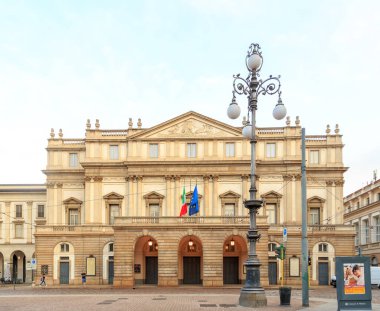 Milan, Italy - July 7, 2019: La Scala. The magnificent theater of the 18th century, where Italian operas and ballets are staged, with a museum and a music library
