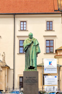 Krakow, Poland - July 21, 2019: Monument to Joseph Dietl. It is considered one of the most prominent Polish doctors of the XIX