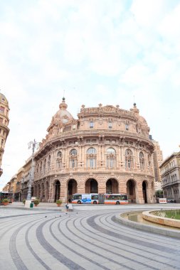 Genoa, Italy - July 11, 2019: Exchange (Palazzo della Borsa). Fe