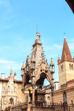 Verona, Italy. Arches of the Scaligers (XIV century) (Italian: Arche Scaligere) - Gothic tombstones of three representatives of the Scaliger family, who ruled Verona in the XIII-XIV centuries