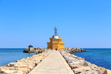 Venedik, İtalya. Venedik Körfezi Deniz Feneri Punta Sabbioni Leuchtturm