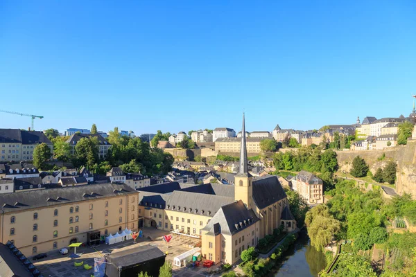 Luxemburg Stad Luxemburg Juli 2019 Neumuenster Abbey Alzette River Gezicht — Stockfoto