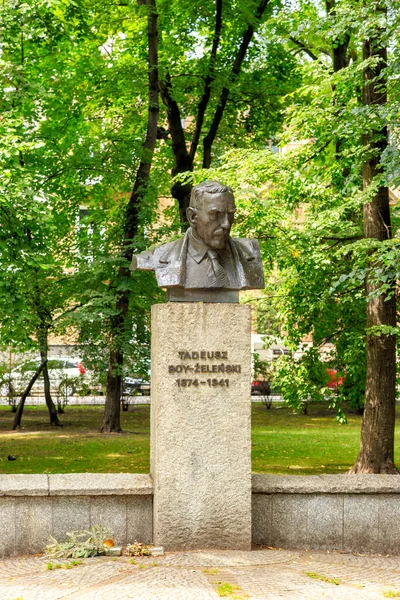 Cracóvia Polônia Julho 2019 Busto Tadeusz Kamil Marcjan Zelenski Planty — Fotografia de Stock