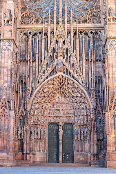 Strasbourg France Detail Design Facade Strasbourg Cathedral Cathedral Our Lady — Stock Photo, Image