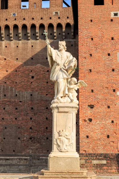 Milan Talya Castello Sforzesco San Giovanni Nepomuceno Anıtı 1727 Kuruldu — Stok fotoğraf