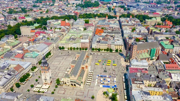 Kraków Polska Rynek Główny Wielki Plac Miejski Xiii Wieku Widok — Zdjęcie stockowe