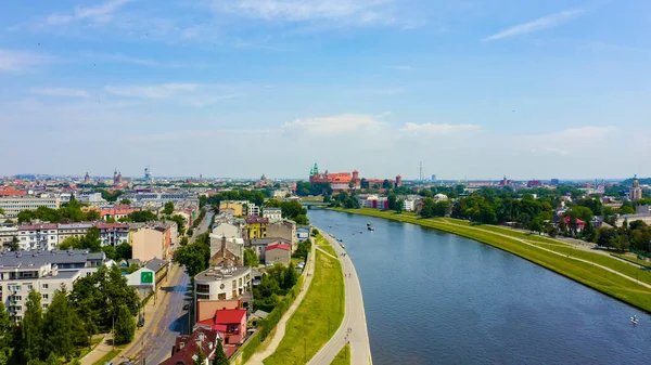 Krakow Poland Wawel Castle Ships Vistula River View Historic Center — Stock Photo, Image