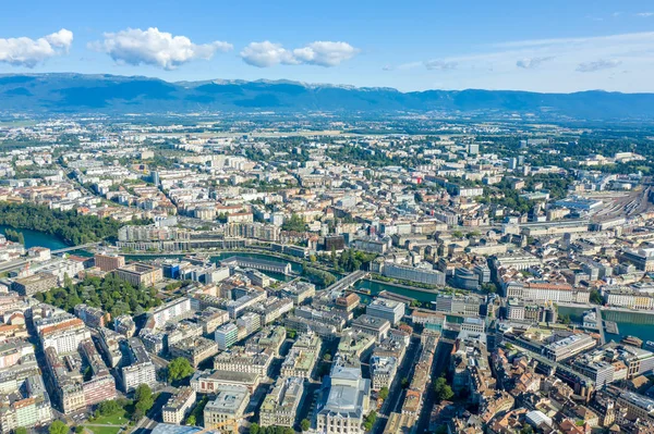 Genève Zwitserland Genève Vanuit Lucht Luchtfoto Van Stad — Stockfoto