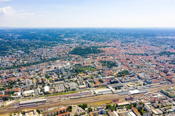 Graz Österrike Panorama Över Staden Flygfoto Över Staden Och Dess — Stockfoto
