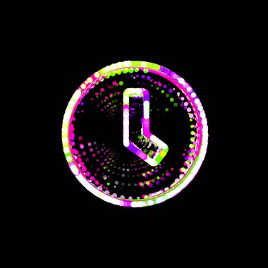 Çok renkli daireler ve çizgilerden sembolik saat. Ufo Yeşil, Mor, Pembe  