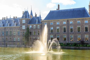 Netherlands, The Hague - July 1, 2019: Buitenhof Quarter - Court Pond 