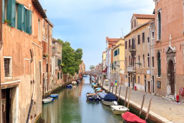 Venice, Italy - July 17, 2019: Canal rio Madonna dell'Orto