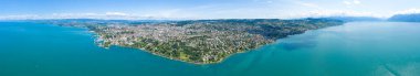 Lausanne, Switzerland. Panorama of the central part of the city. Aerial view clipart