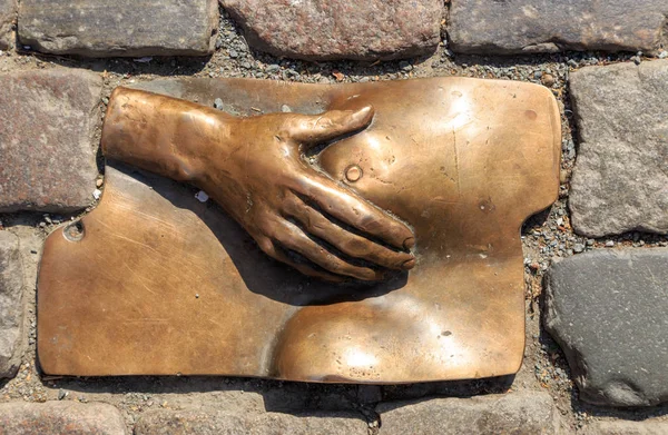 Amsterdã Holanda Junho 2019 Escultura Peitoral Bronze Amsterdam Centro Histórico — Fotografia de Stock