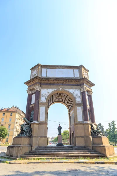 Turin Italy July 2019 Monument Arch Weapon Artillery Work Created — Stock Photo, Image