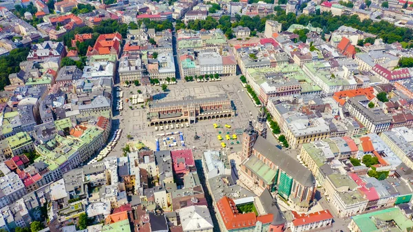 Krakow Polen Stora Torget 1300 Talets Stora Torg Utsikt Över — Stockfoto